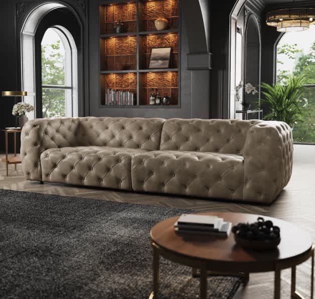 Brown brushed leather sofa hotsell