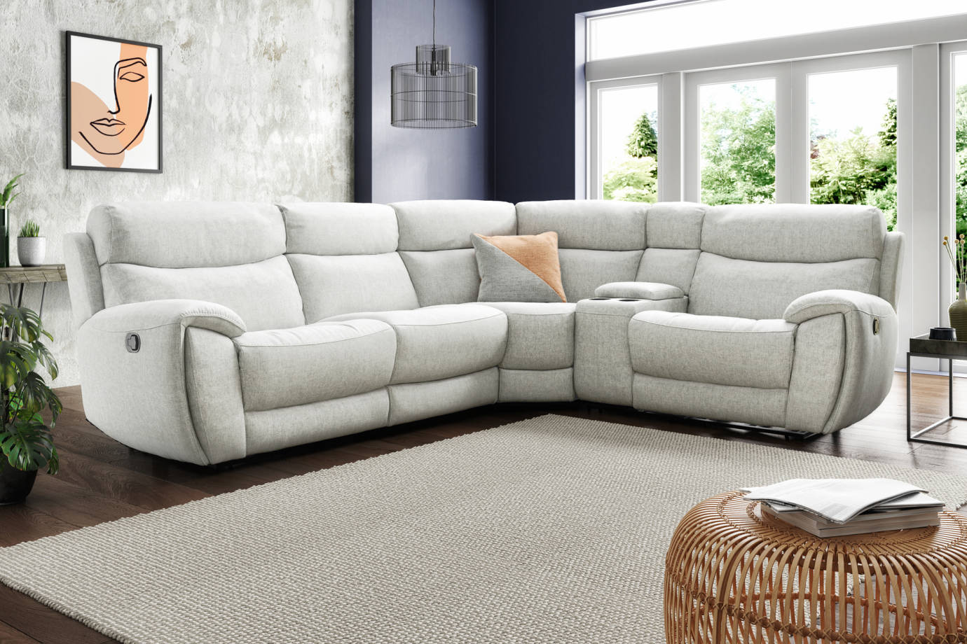 Recliner Sofas Leather Fabric And, Modern Leather Corner Recliner Sofa