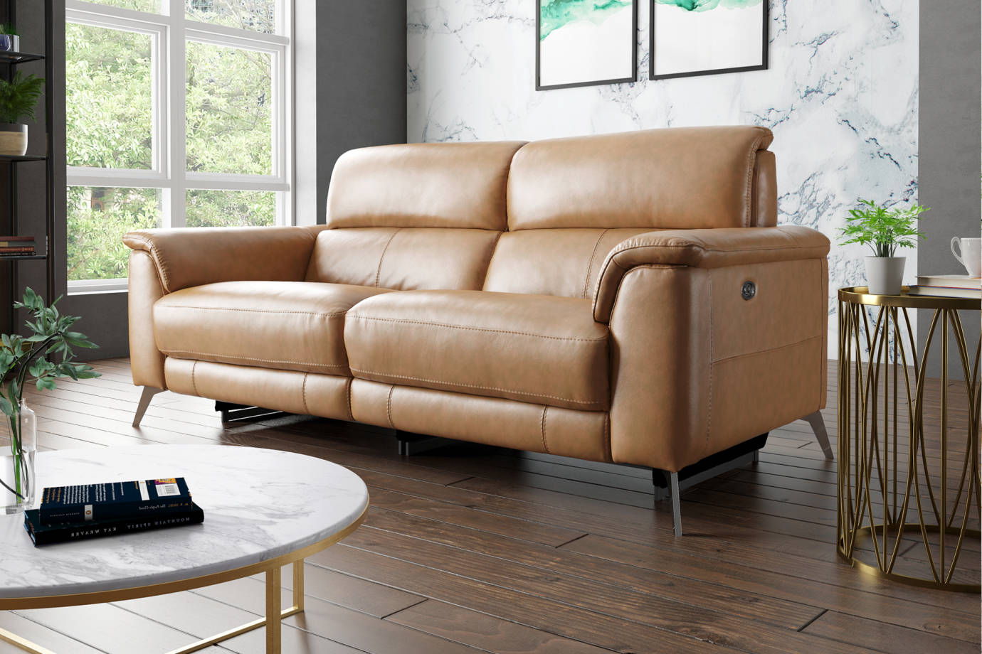 Recliner Sofas Leather Fabric And, Tan Leather Couch Recliner