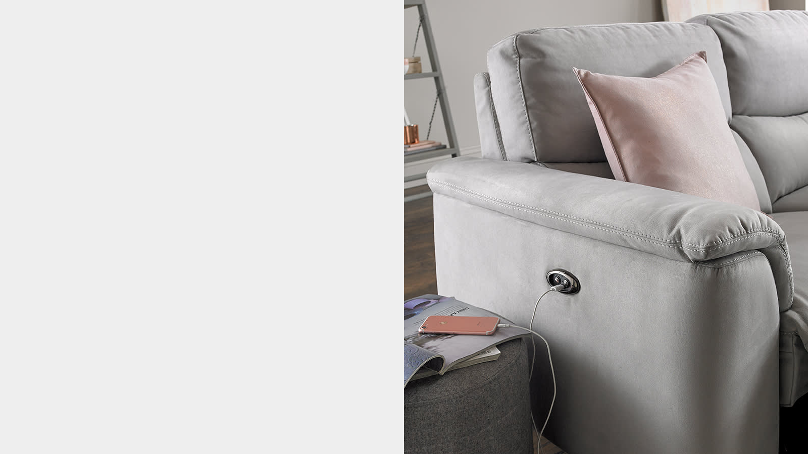 Recliner sofa with USB charger