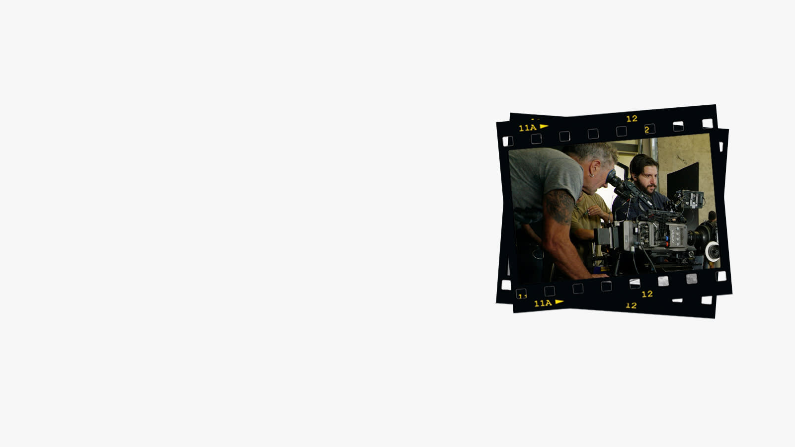 Film strip still of TV ad being made