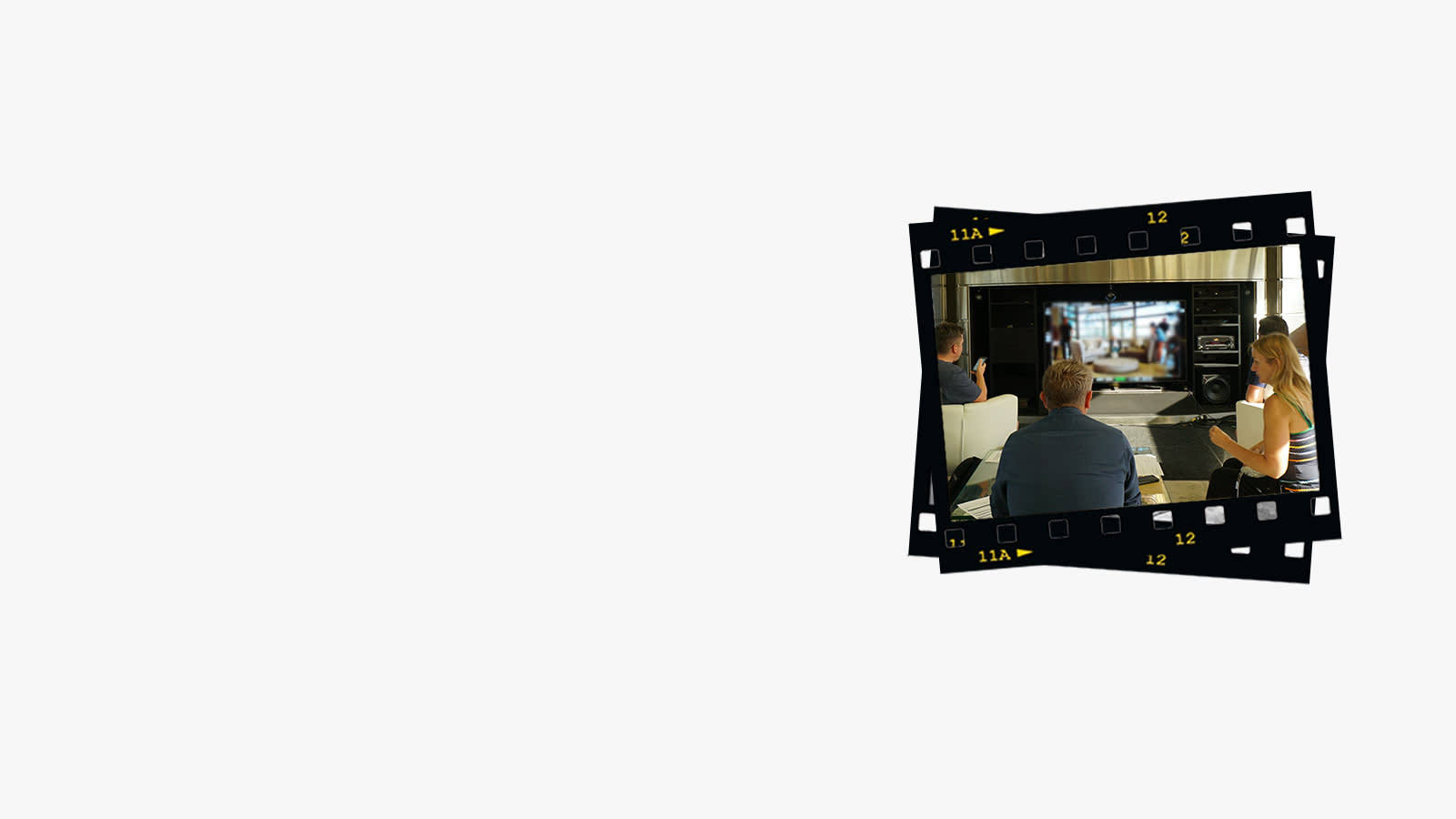 Film strip still of TV ad being made