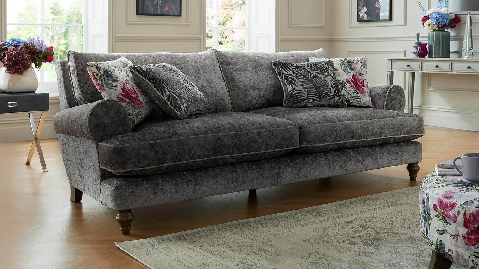 Maya dark fabric sofa