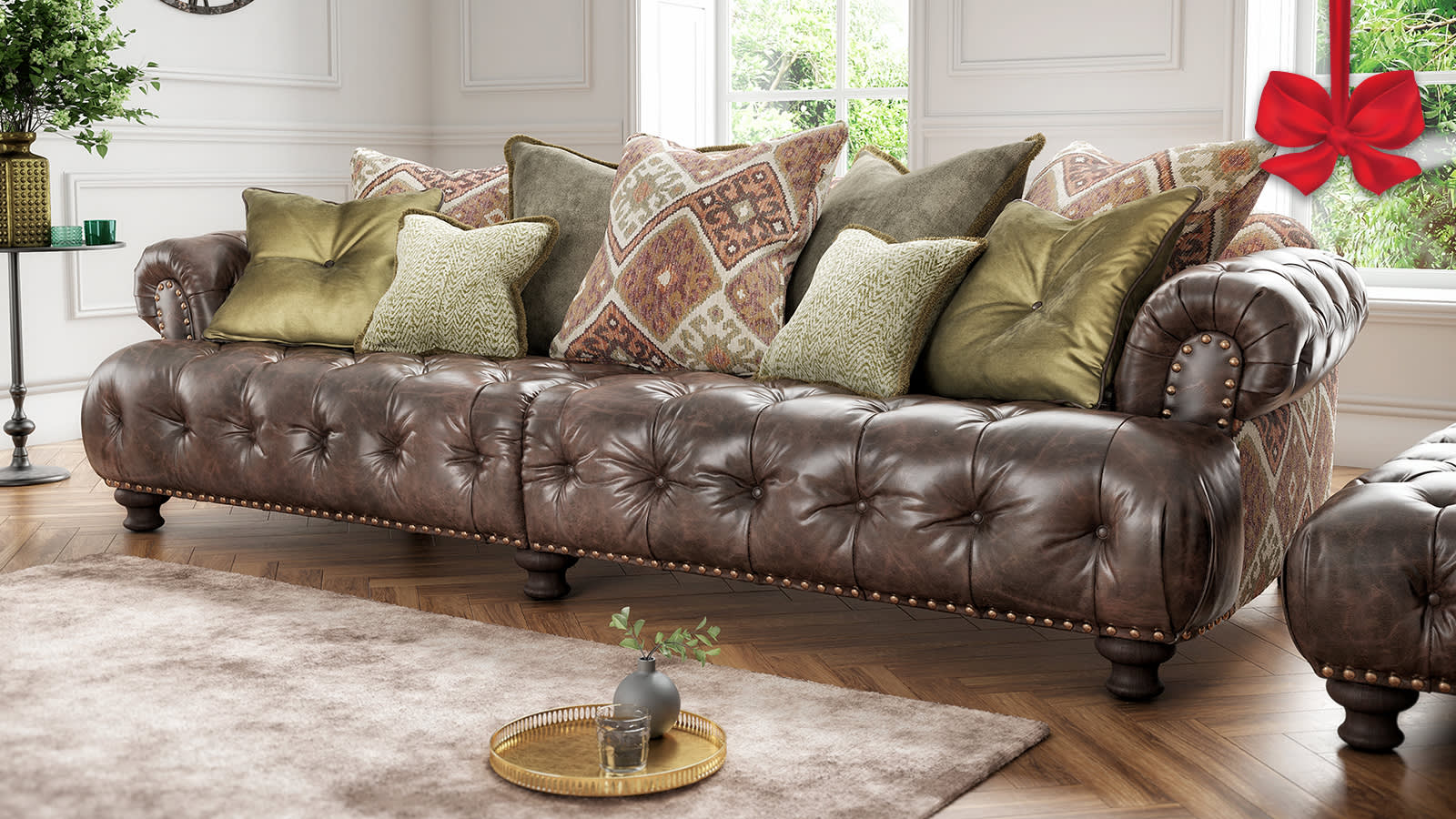 Sofology Bazzarr brown leather sofa