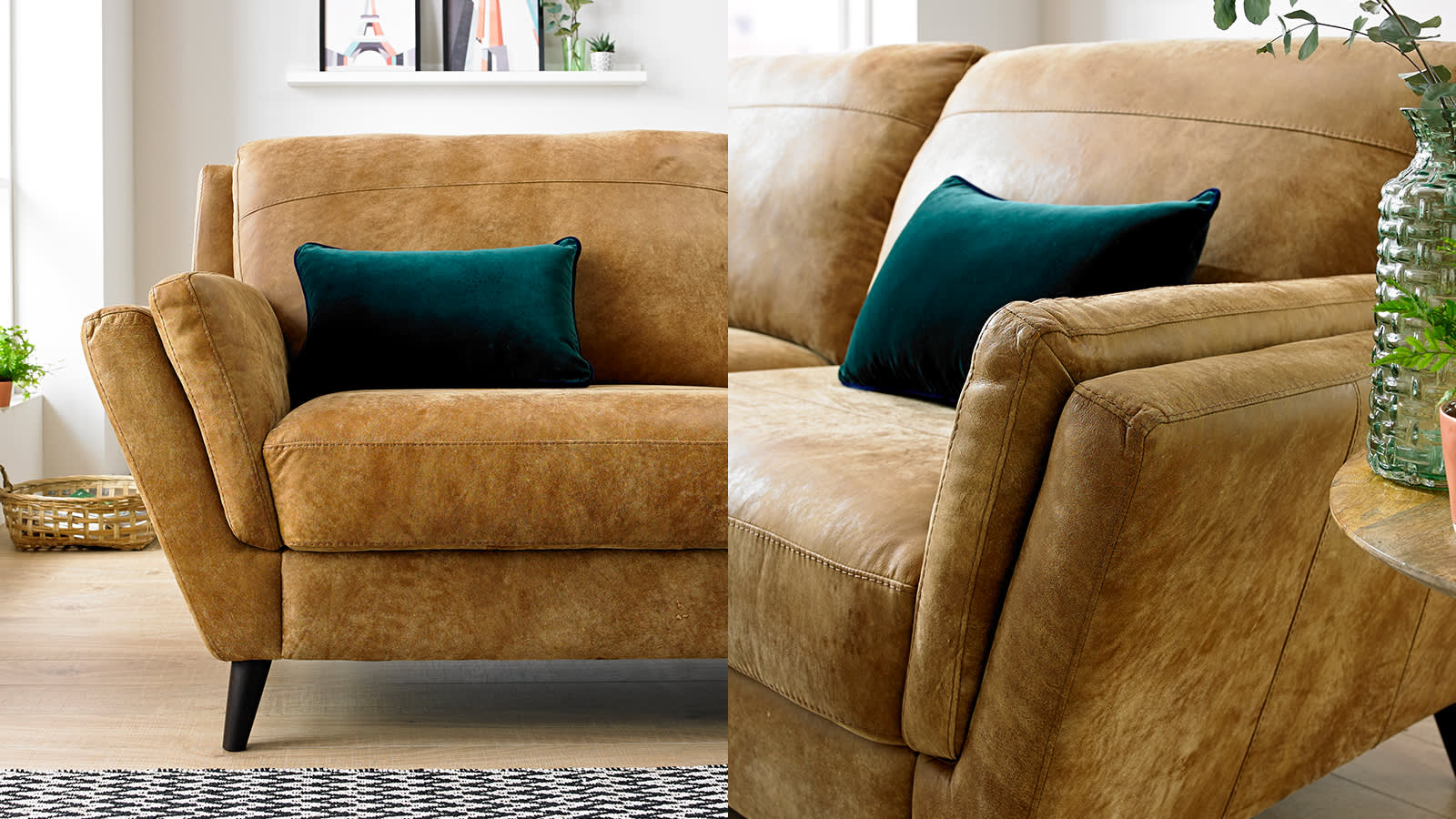 Sofology brown leather Fellini sofa