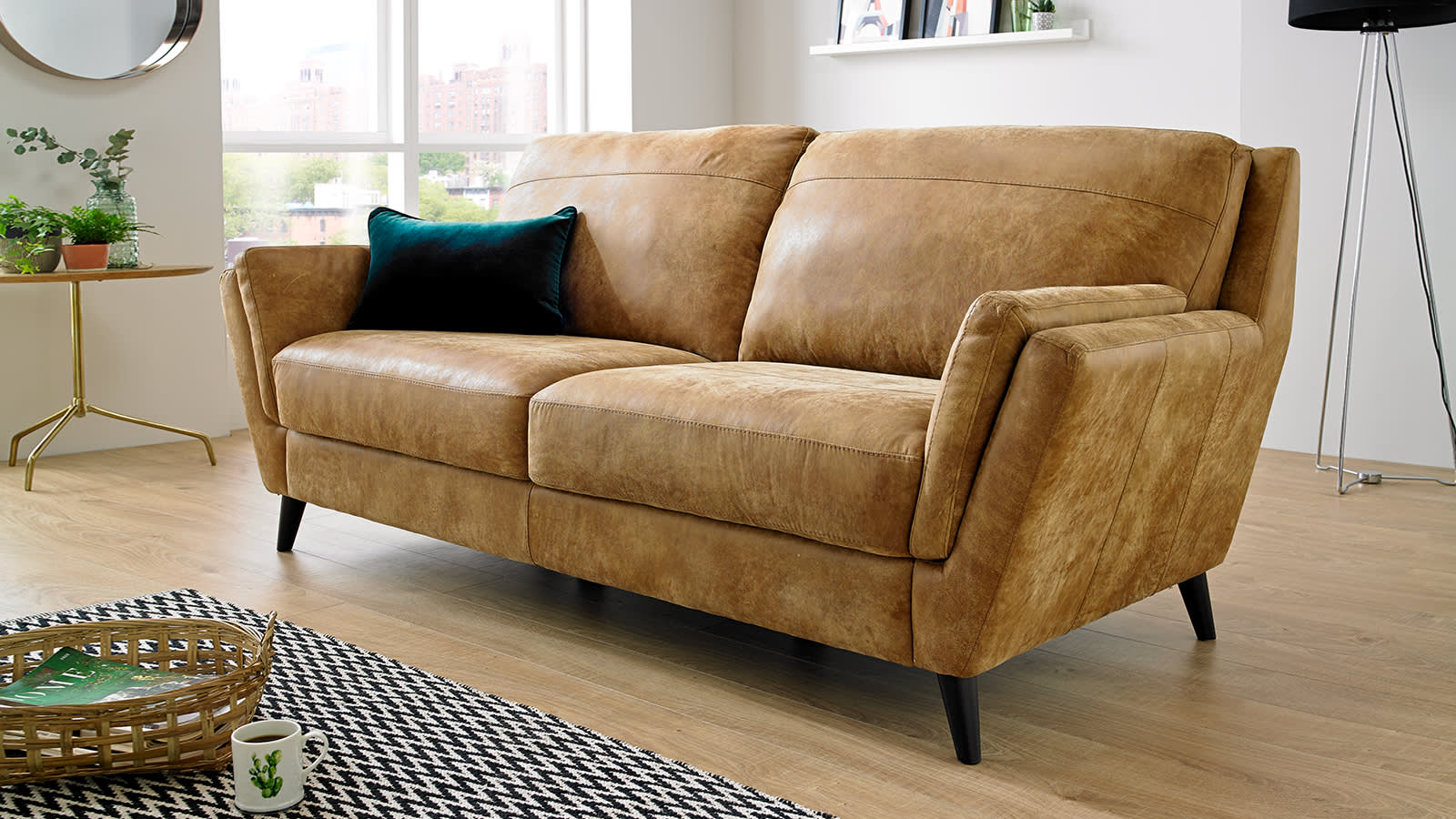 Sofology brown leather Fellini sofa