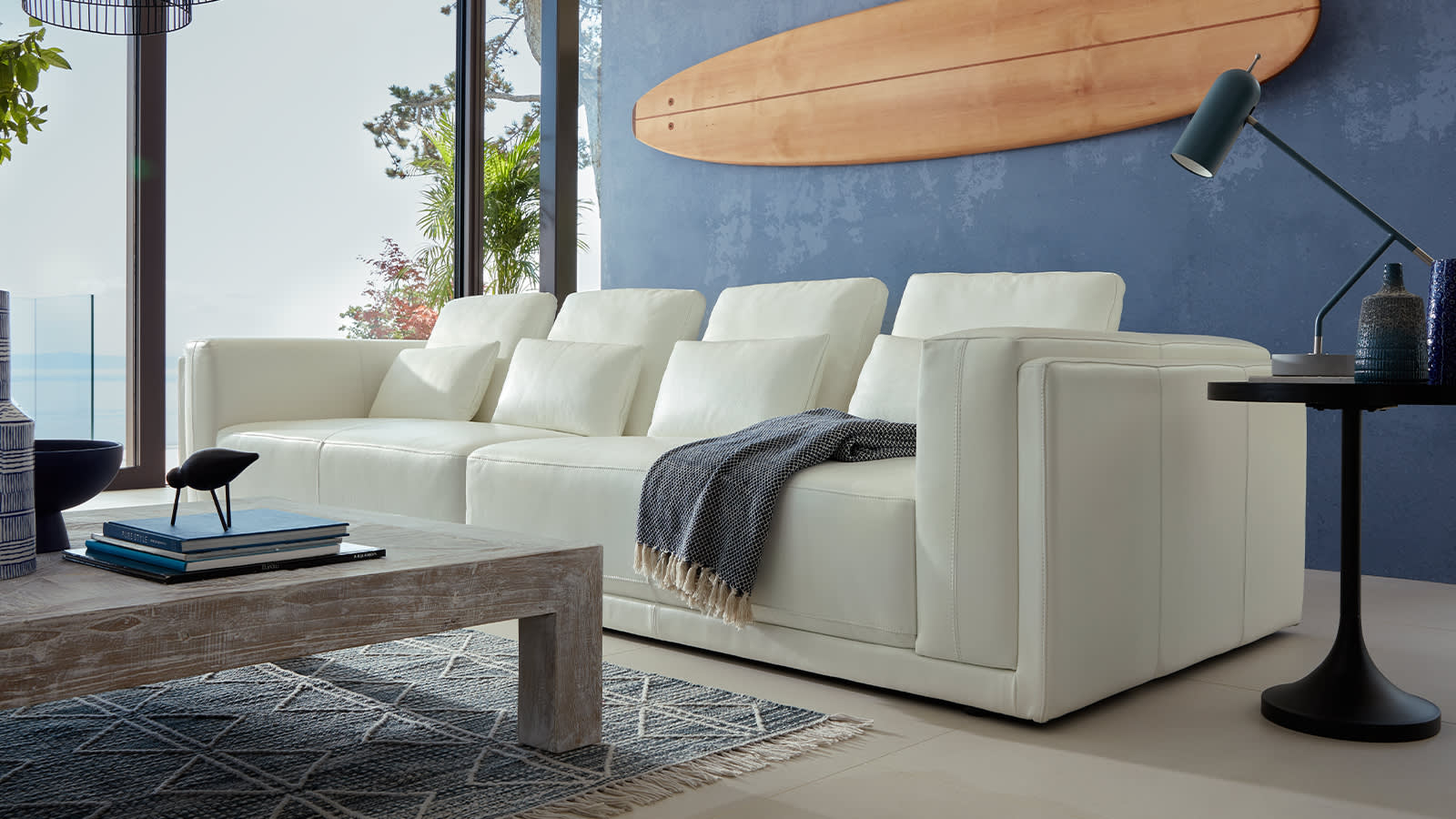 White leather sofa
