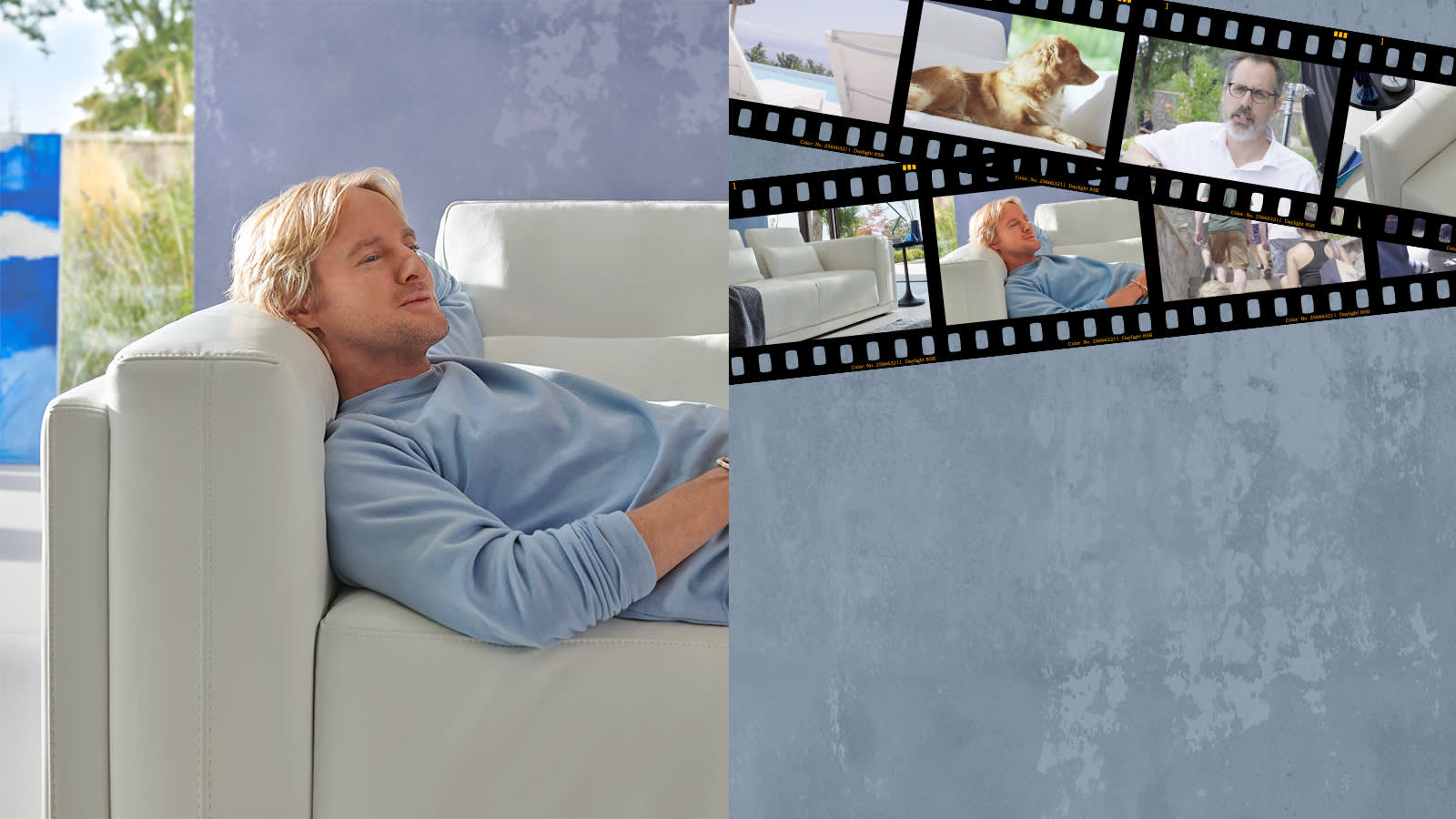 Owen Wilson laying on the Sofology Odessy sofa