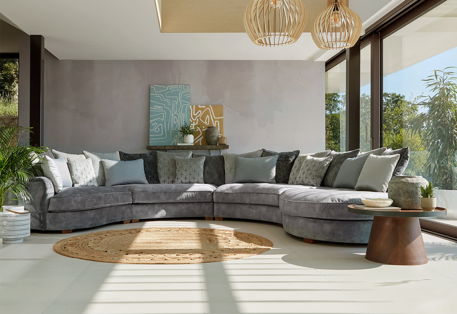 Sofology Palm grey fabric corner sofa