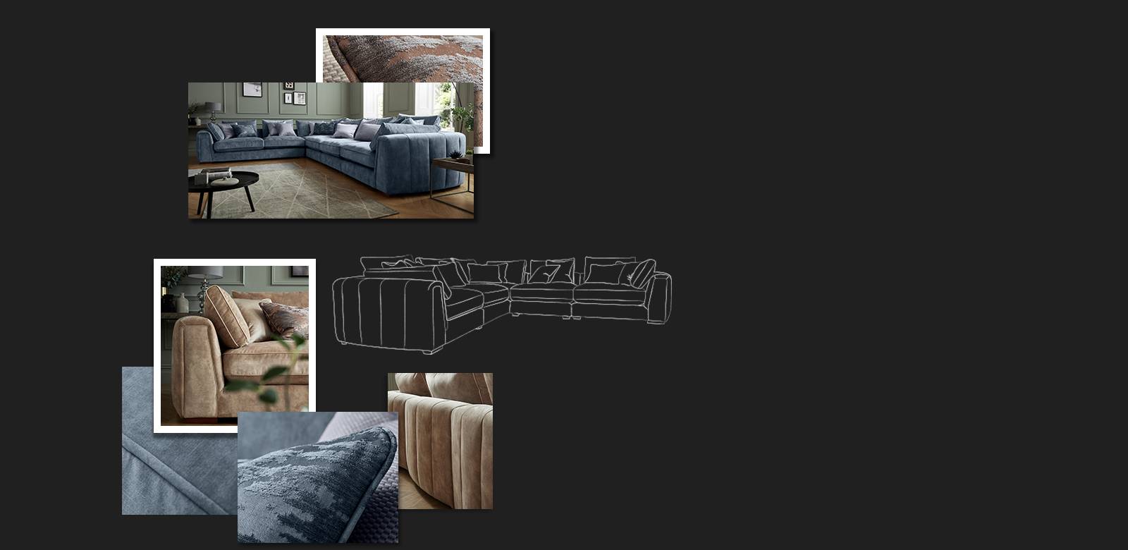 Moodboard images of the Emperor sofa