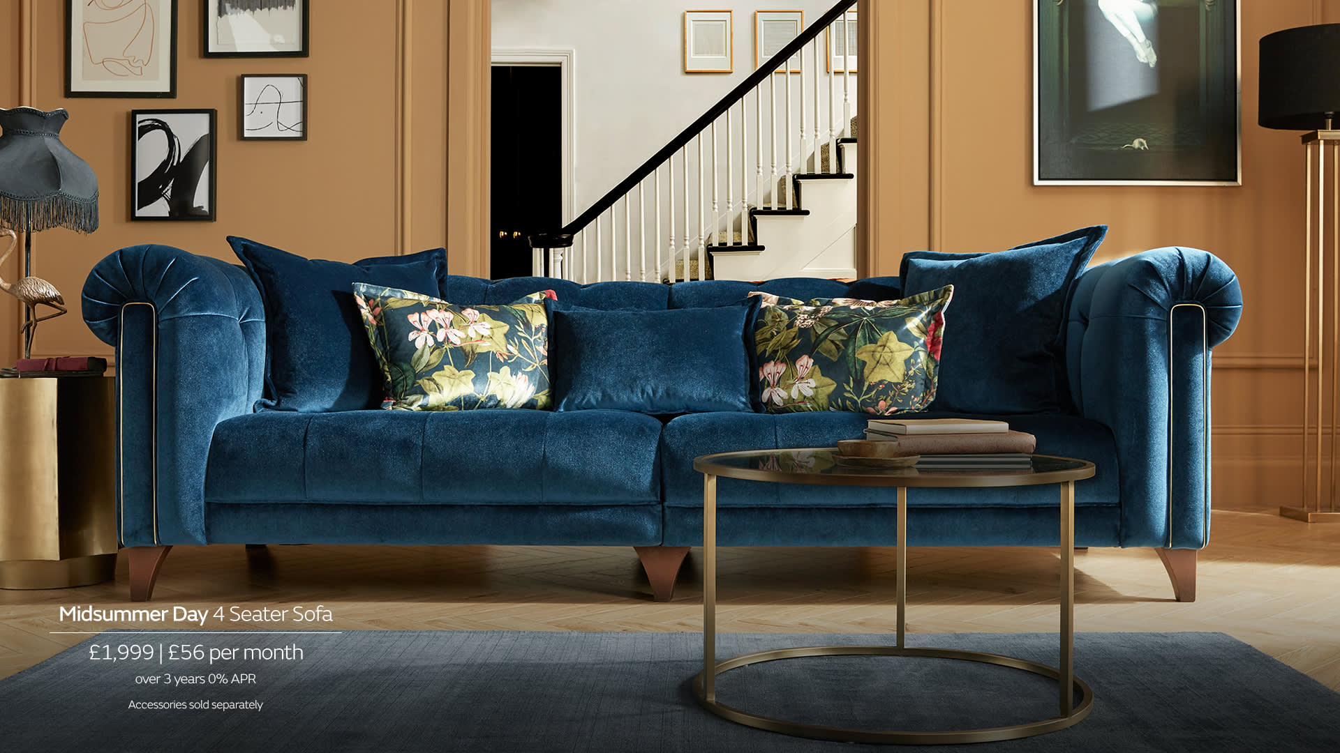 Sofology Midsummer Navy Velvet Sofa