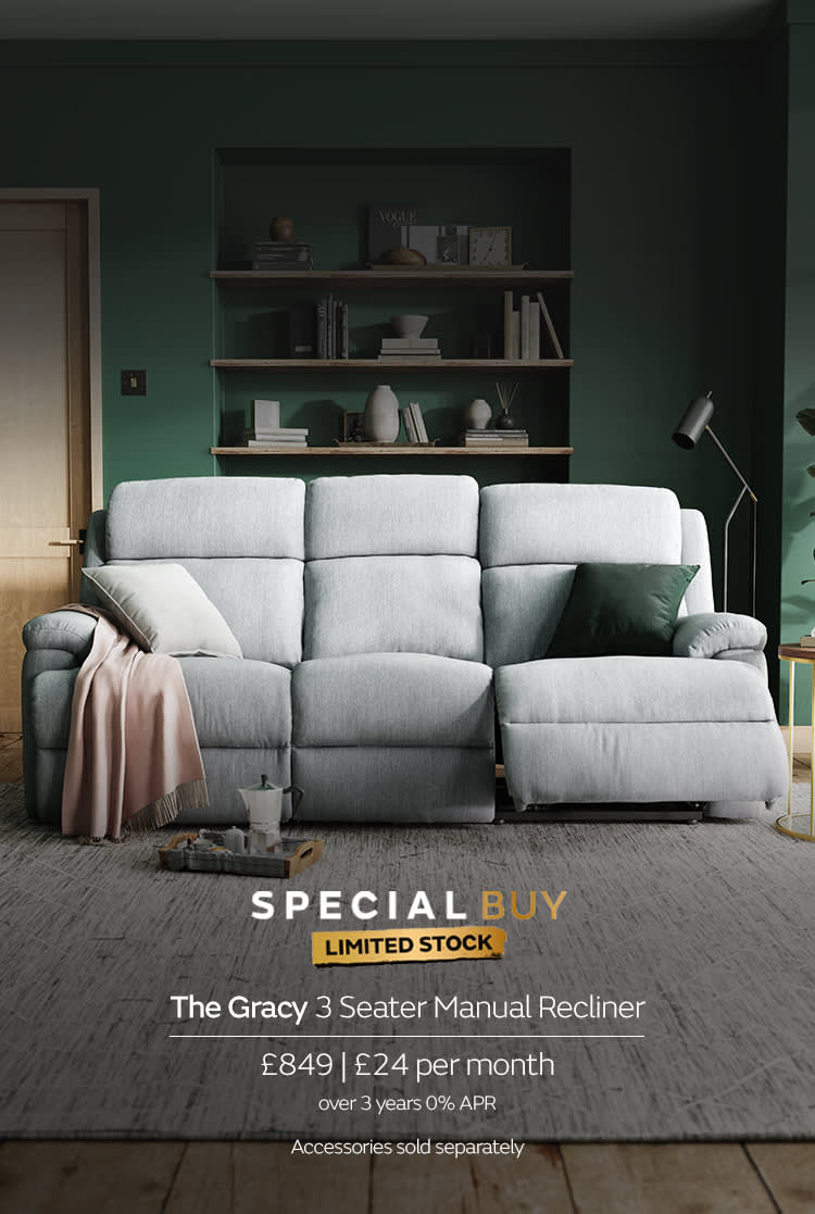 Gracy Special Buy Grey Fabric Recliner Sofa