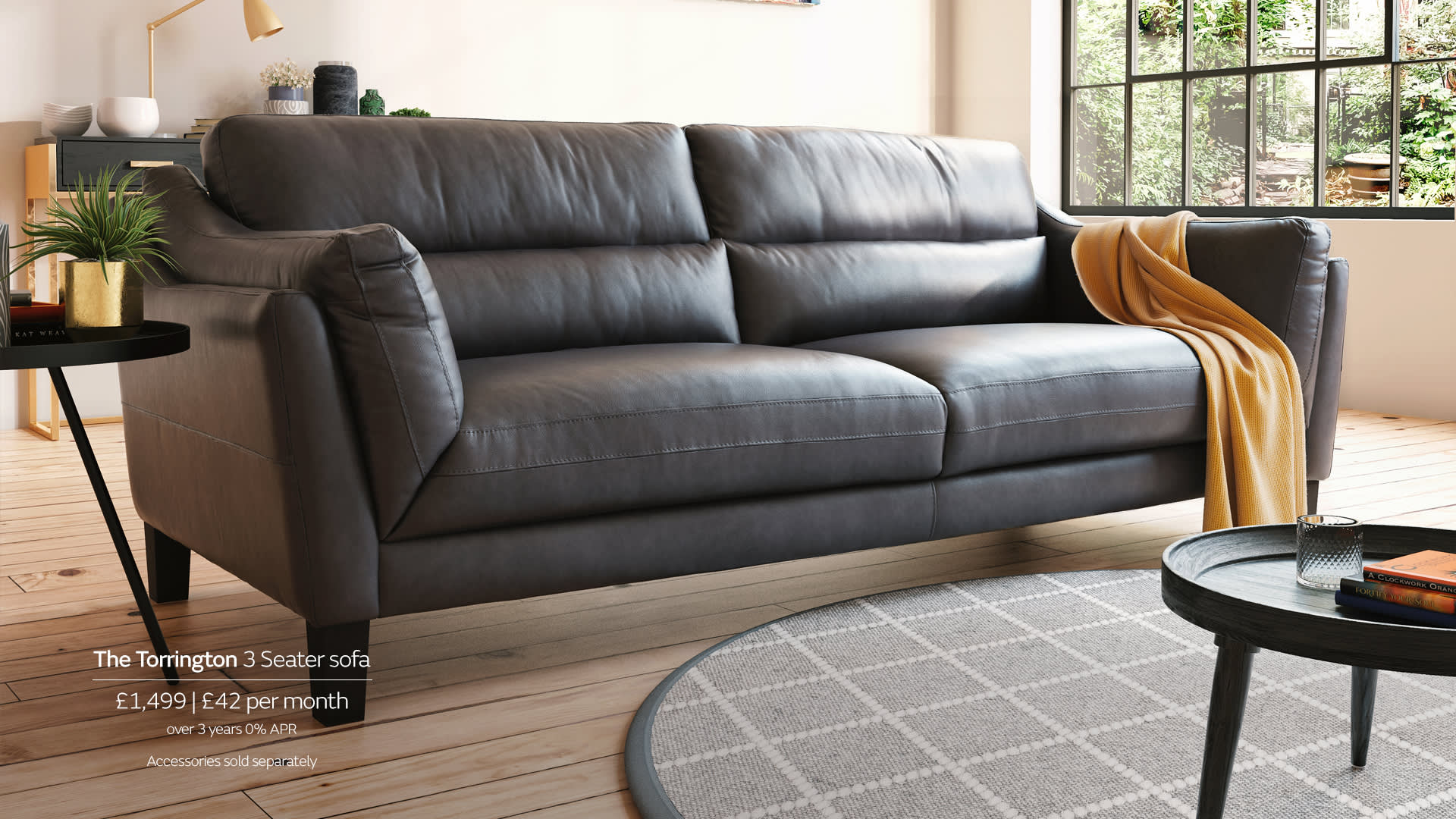 Sofology Torrington Black Leather Sofa