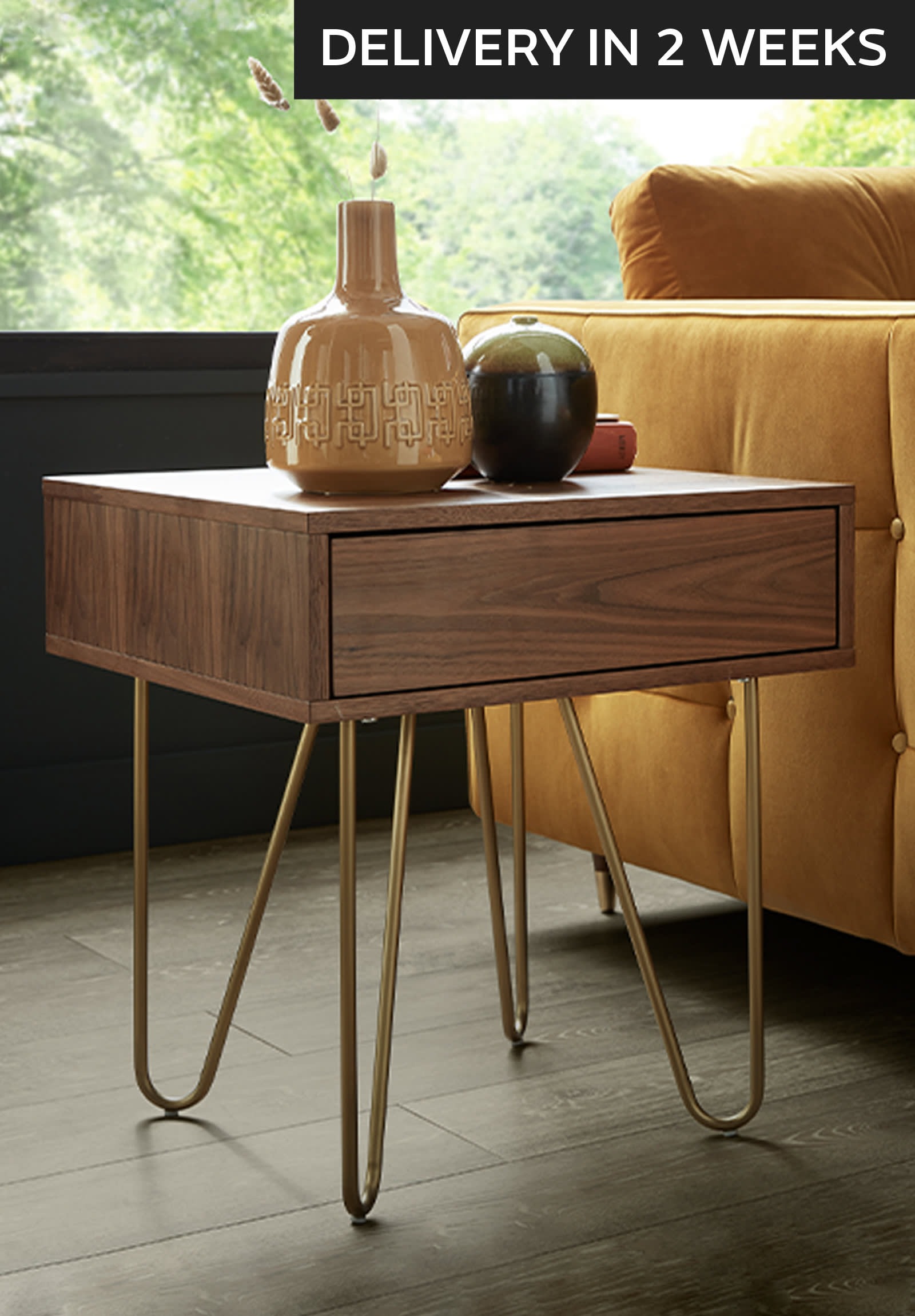 Retro side table with hair pin legs