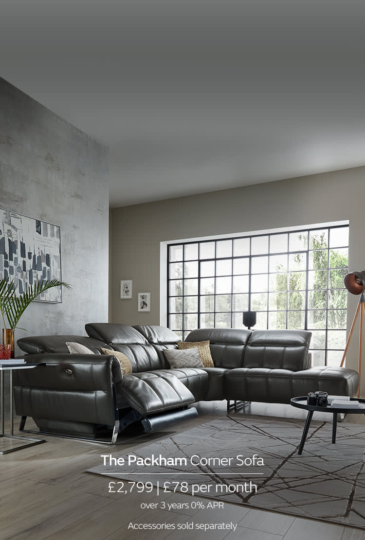 Sofology Packham black leather sofa