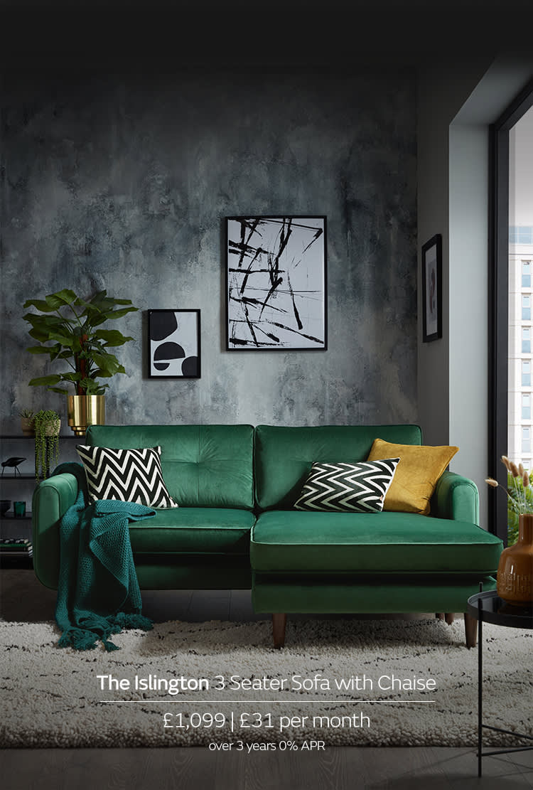 Islington green velvet sofa