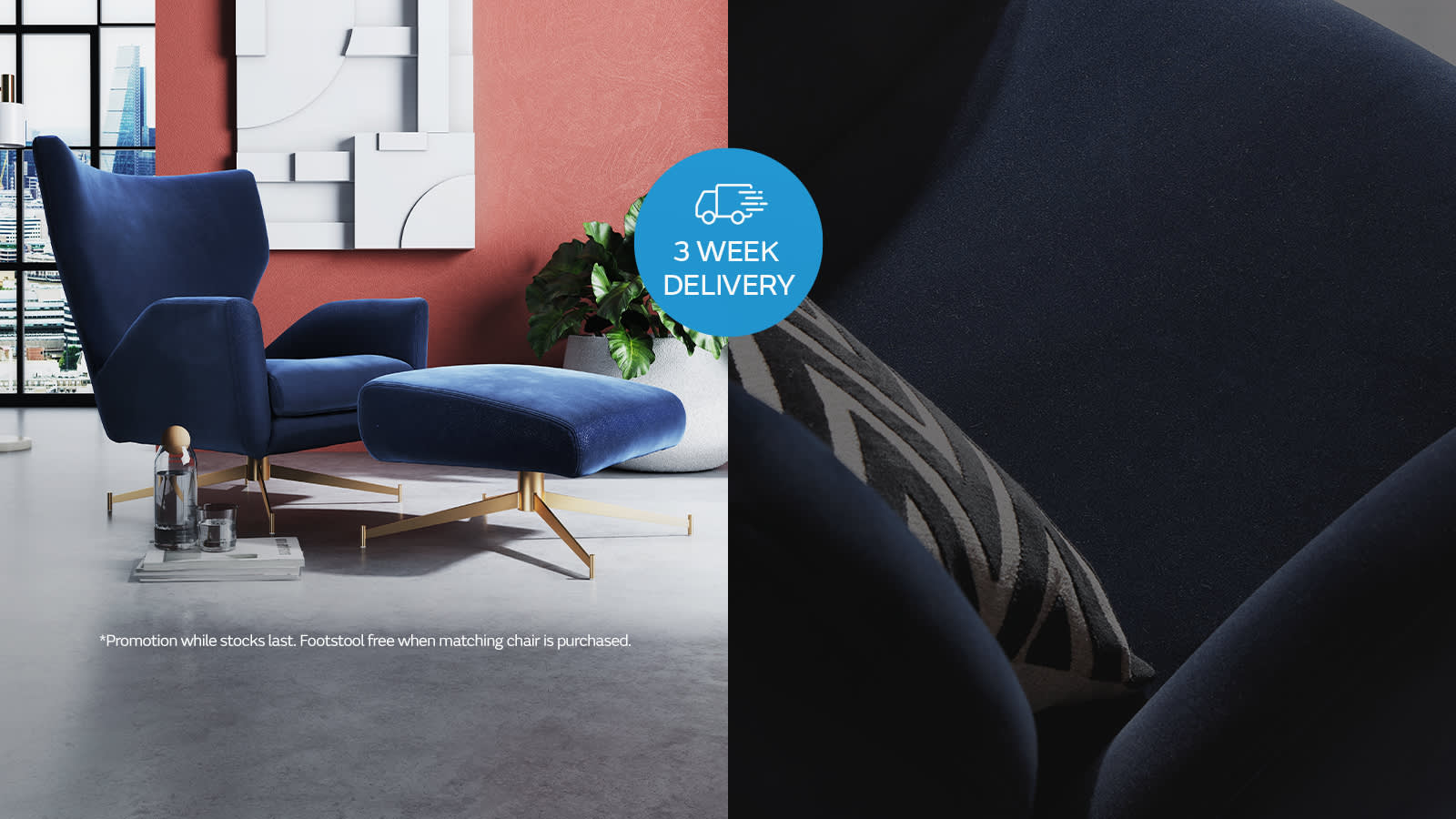 Osmore chair with free footstool