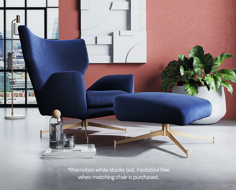 Osmore chair with free footstool