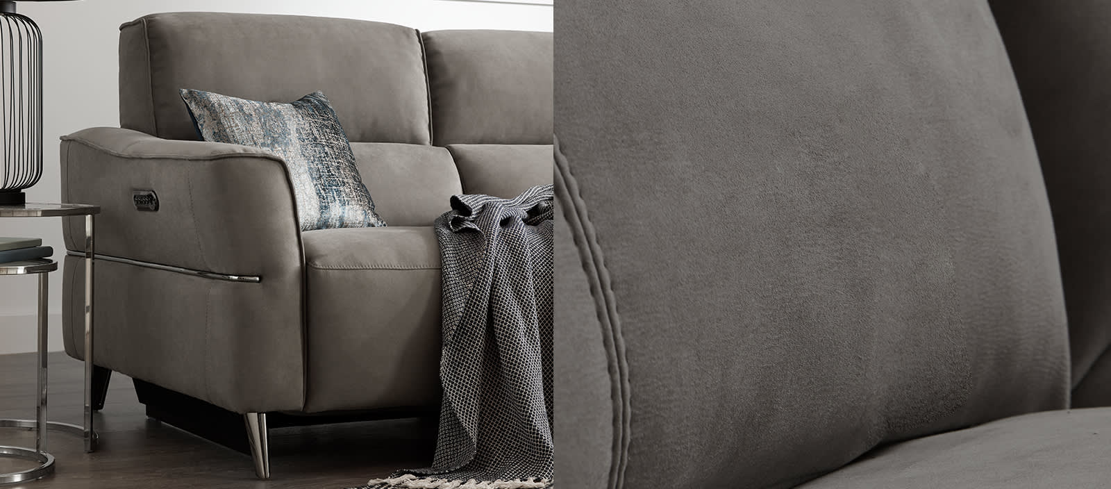 Dakota grey fabric sofa