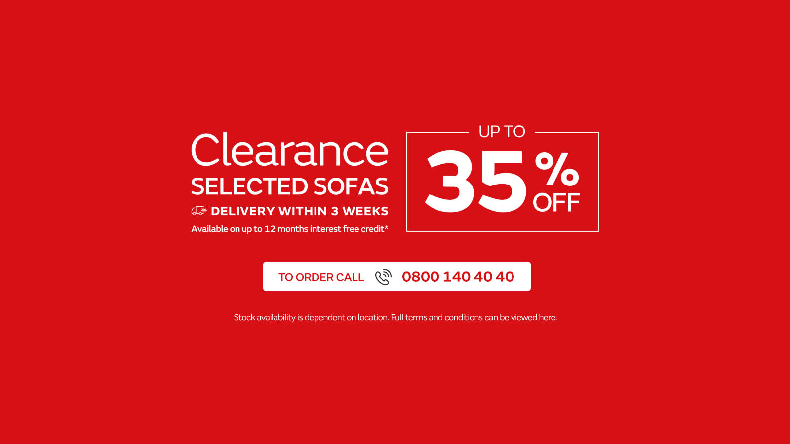 Clearance - selected sofas up to 35% off
