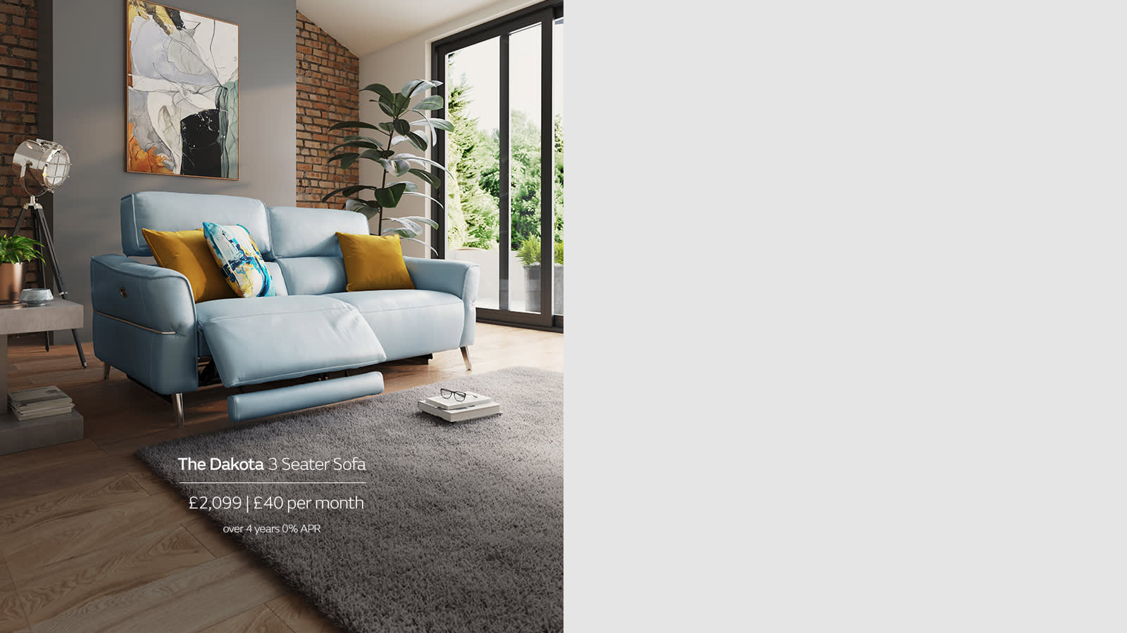 Dakota blue leather sofa