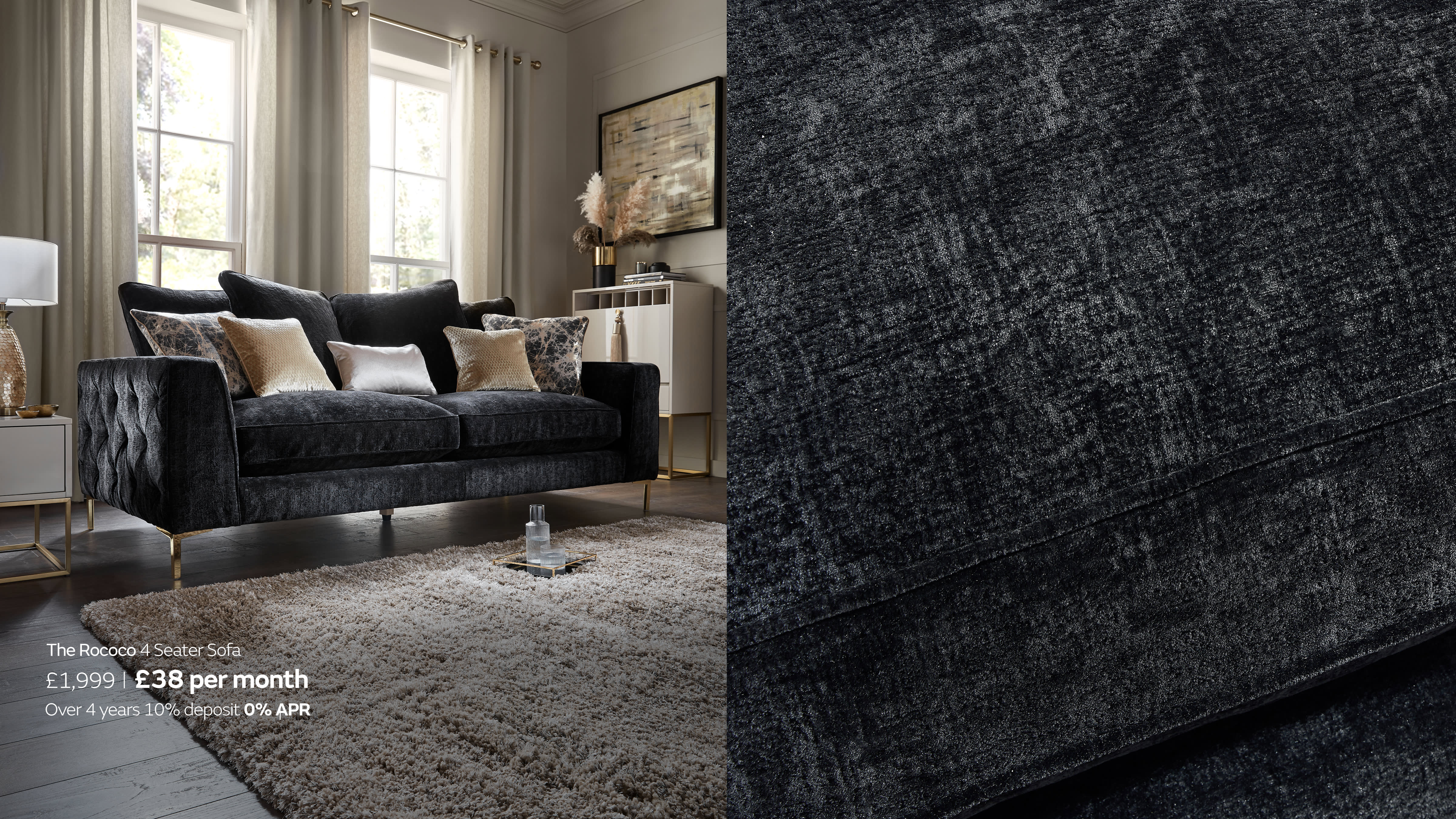 Rococo grey fabric sofa