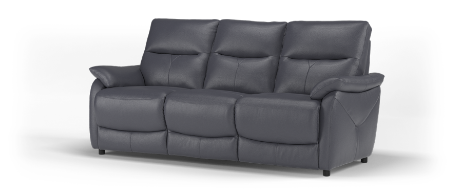 Albion Sofology Albion Sofology, Paloma 3 Seater Black Leather Manual Reclining Sofa