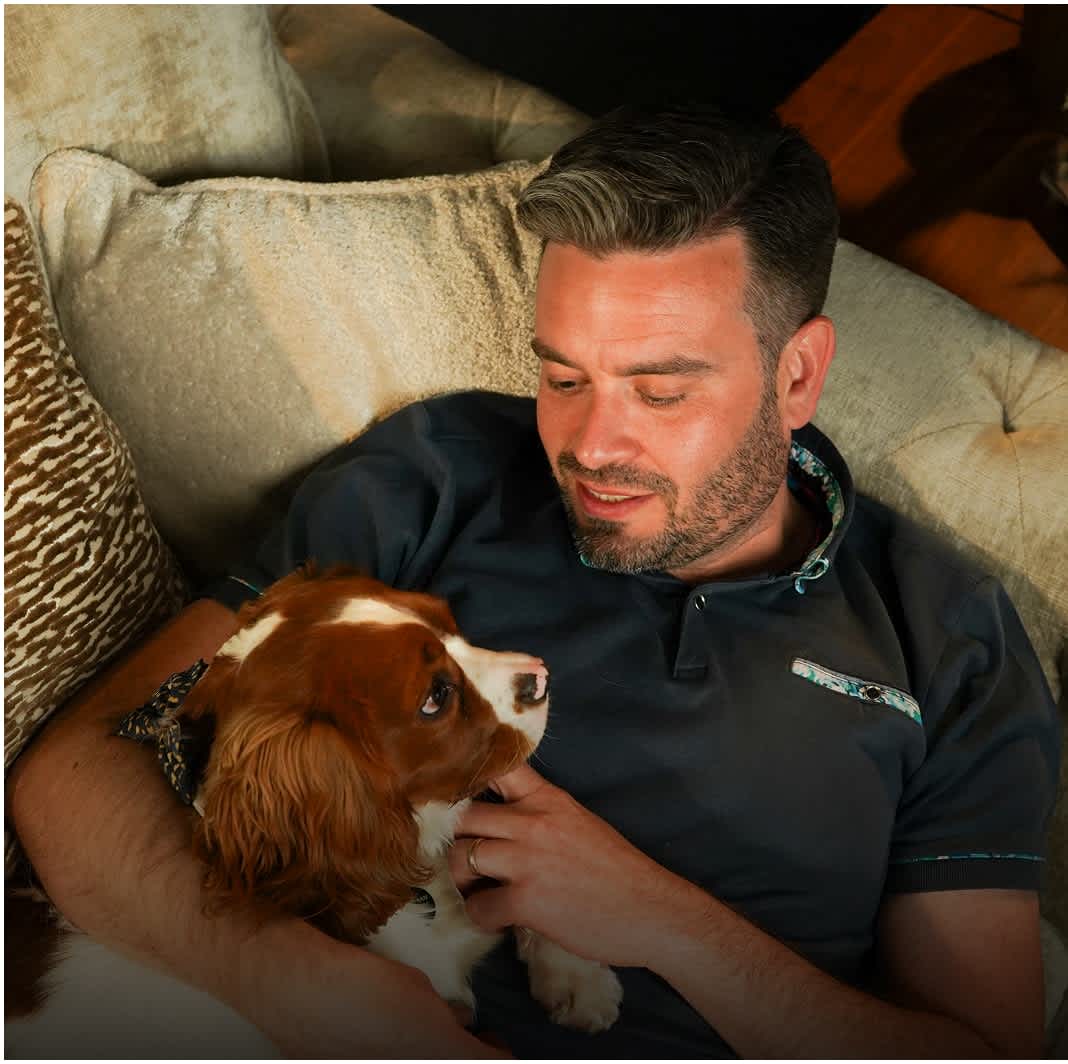 image of a man with a dog
