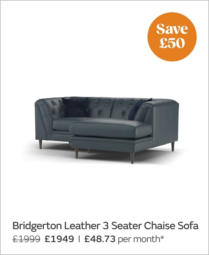 Bridgerton Leather 3 Seater Chaise Sofa