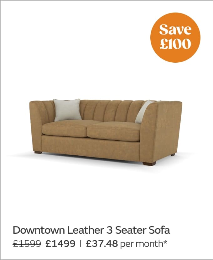 Downtown Leather 3 Seater Sofa