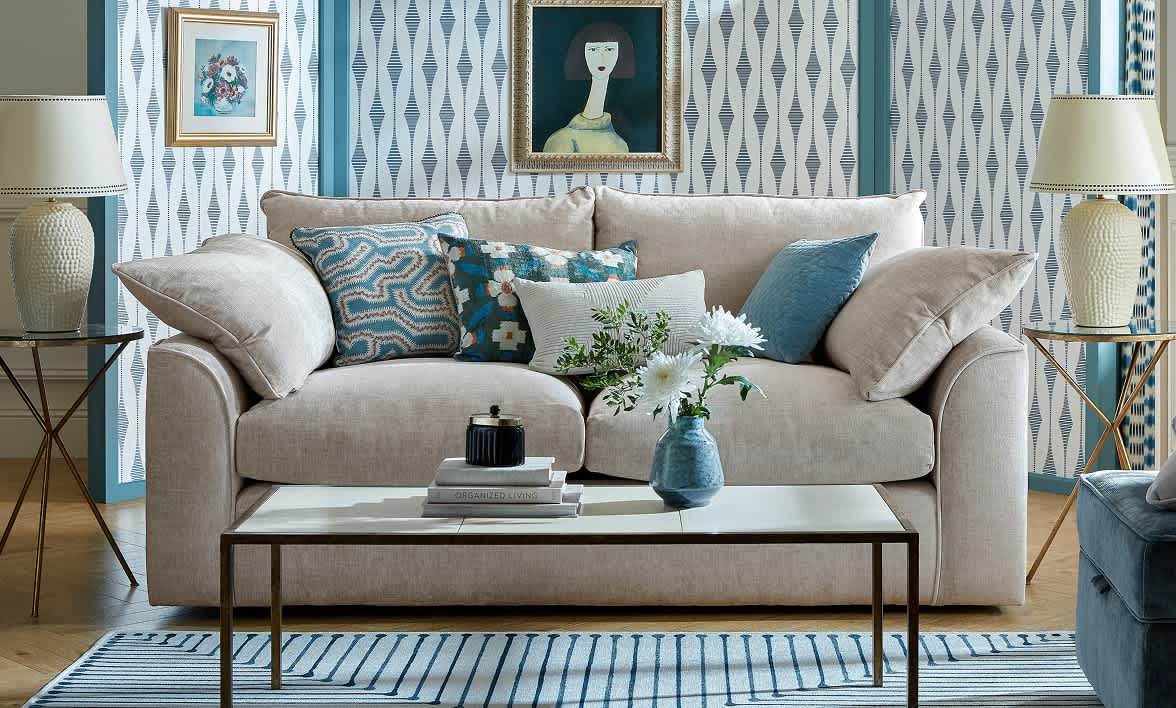 Light colored sofa in a bright room
