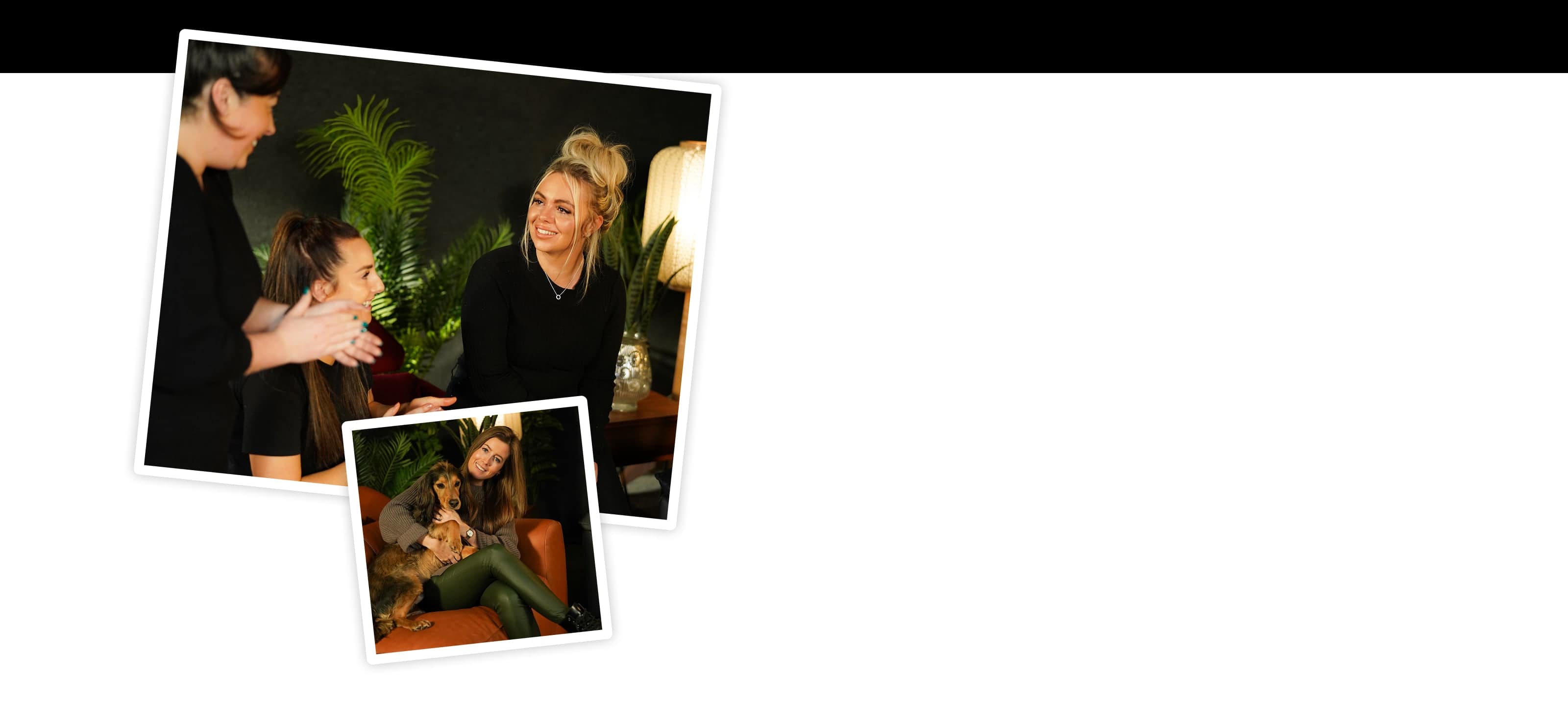 Two images of people talking