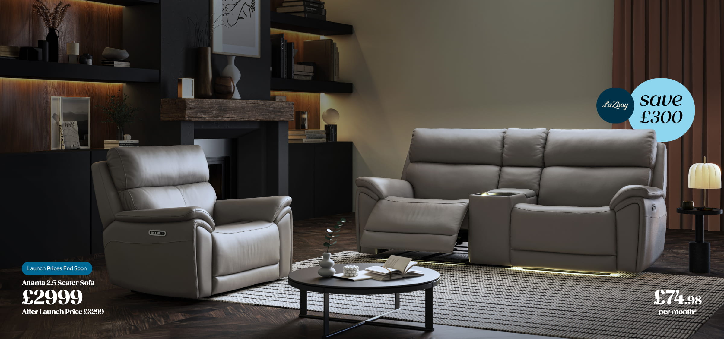 Atlanta 2.5 Seater Sofa £2999. After Launch Price £3299