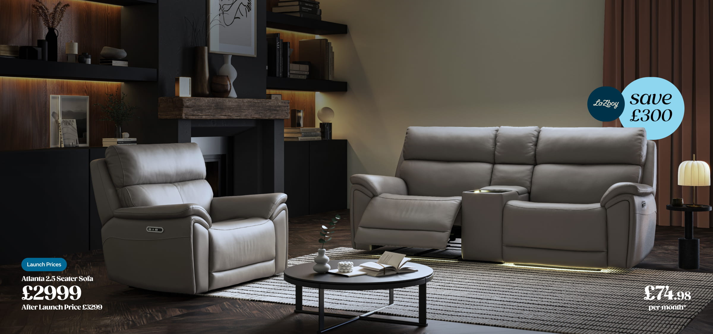 Atlanta 2.5 Seater Sofa £2999. After Launch Price £3299