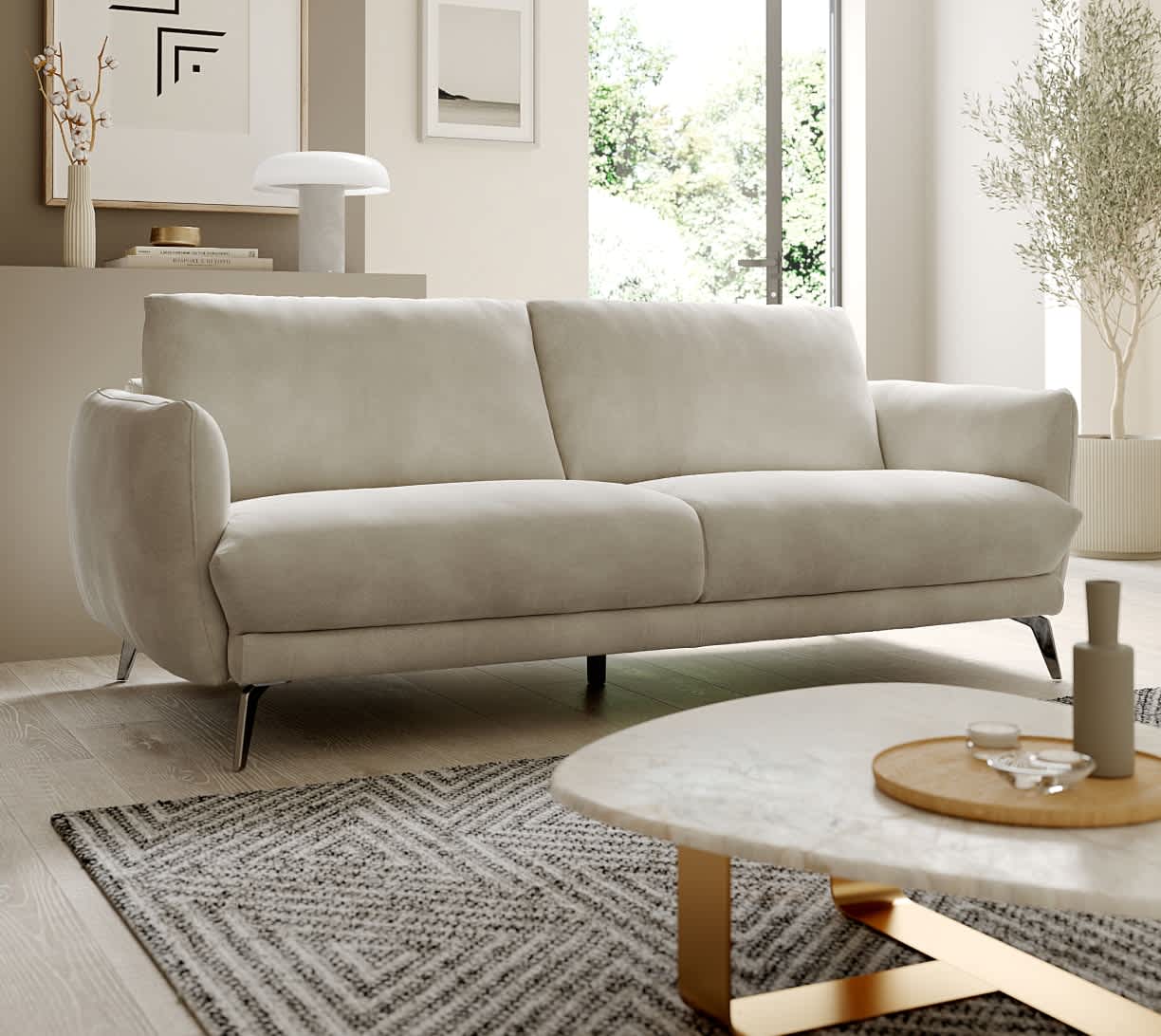 Light colored sofa