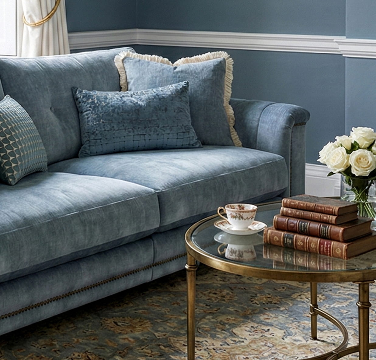 Layer colour subtly through upholstery and textiles