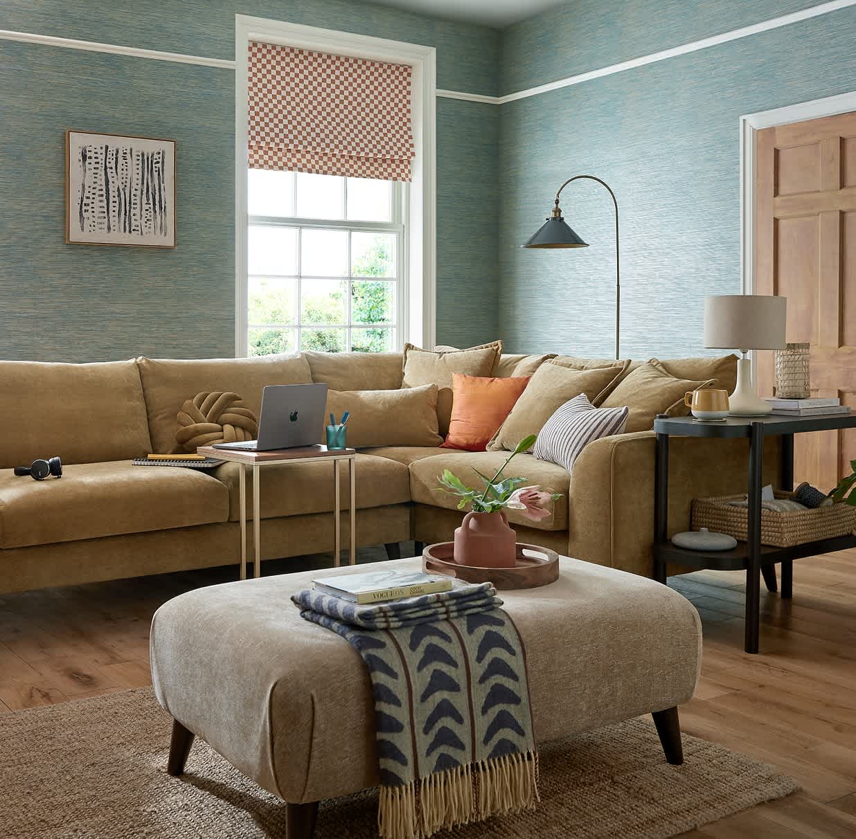 Light colored sofa in a bright room