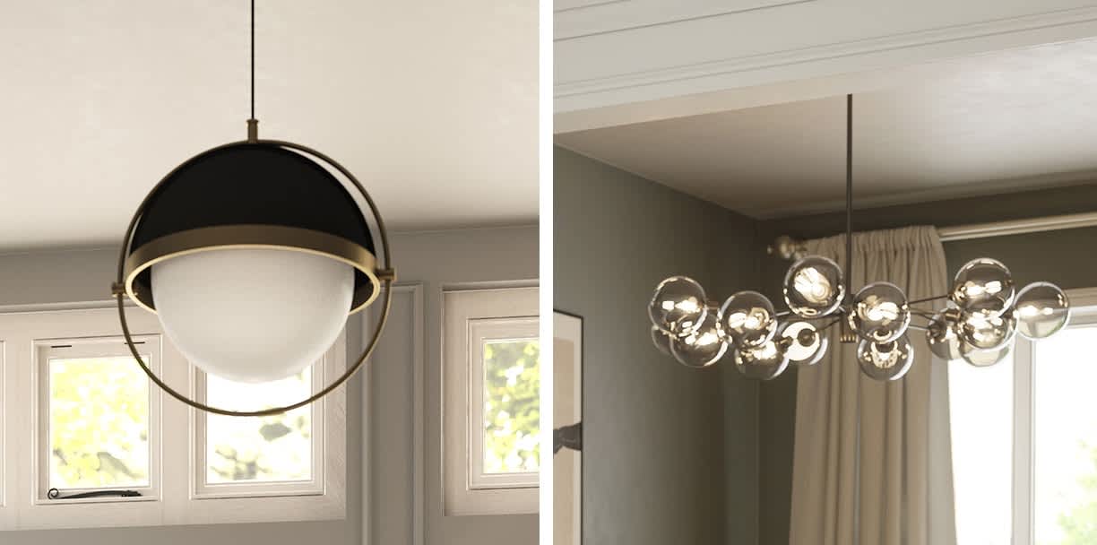 2 lamps in different styles