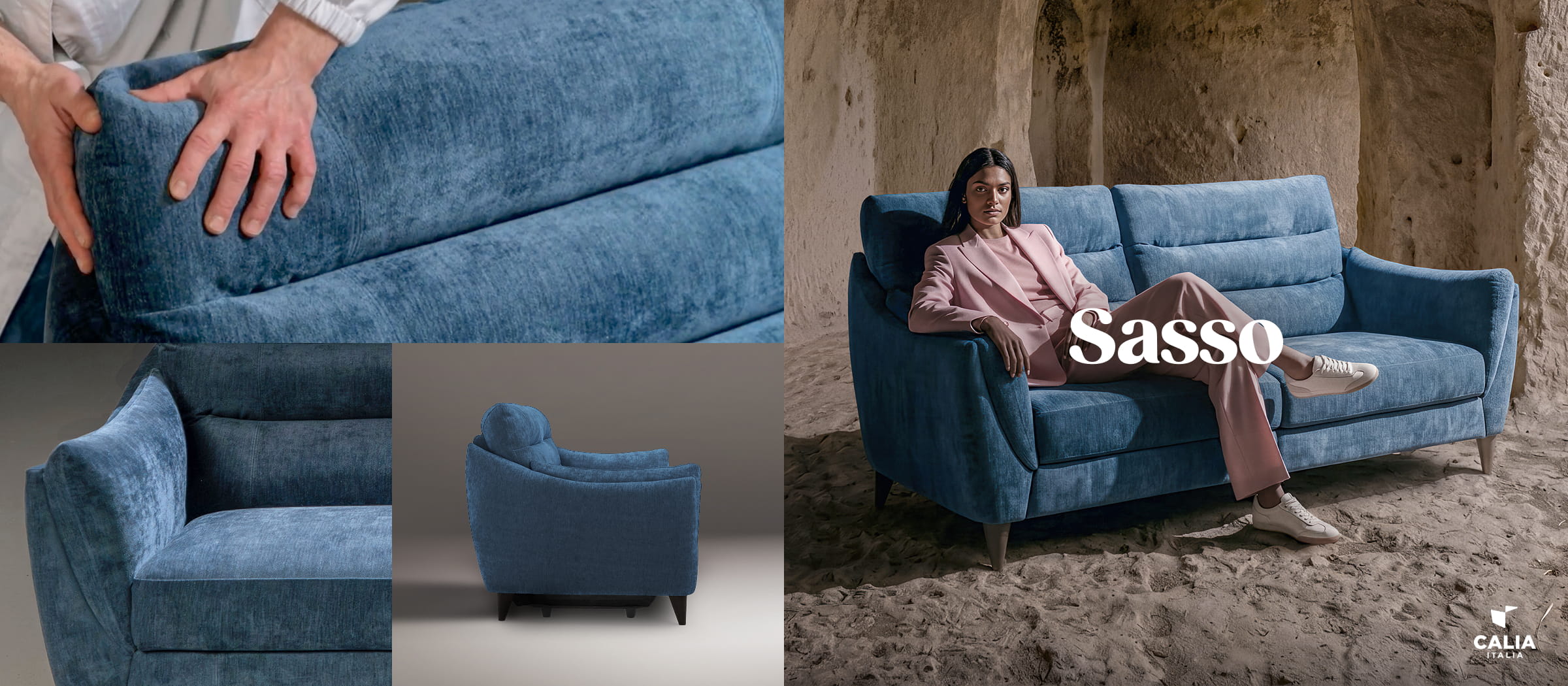 Blue Sasso 2 seater sofa