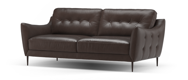 Cordelia Sofology, Contemporary Brown Leather Sofa Dakota Blue